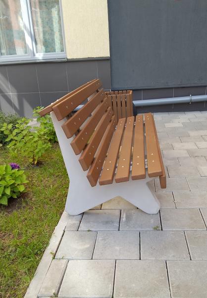 Скамейка.  Скамья уличная.  Скамейка садовая.  Парковые скамейки.  Бетонные ножки.  СП01. — фото 2